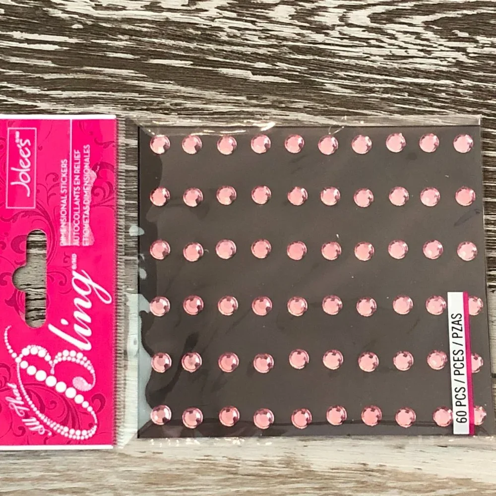 NIP!  Jolee's All That Bling Dimensional Stickers 60 Sparkly Pink Rhinestones
